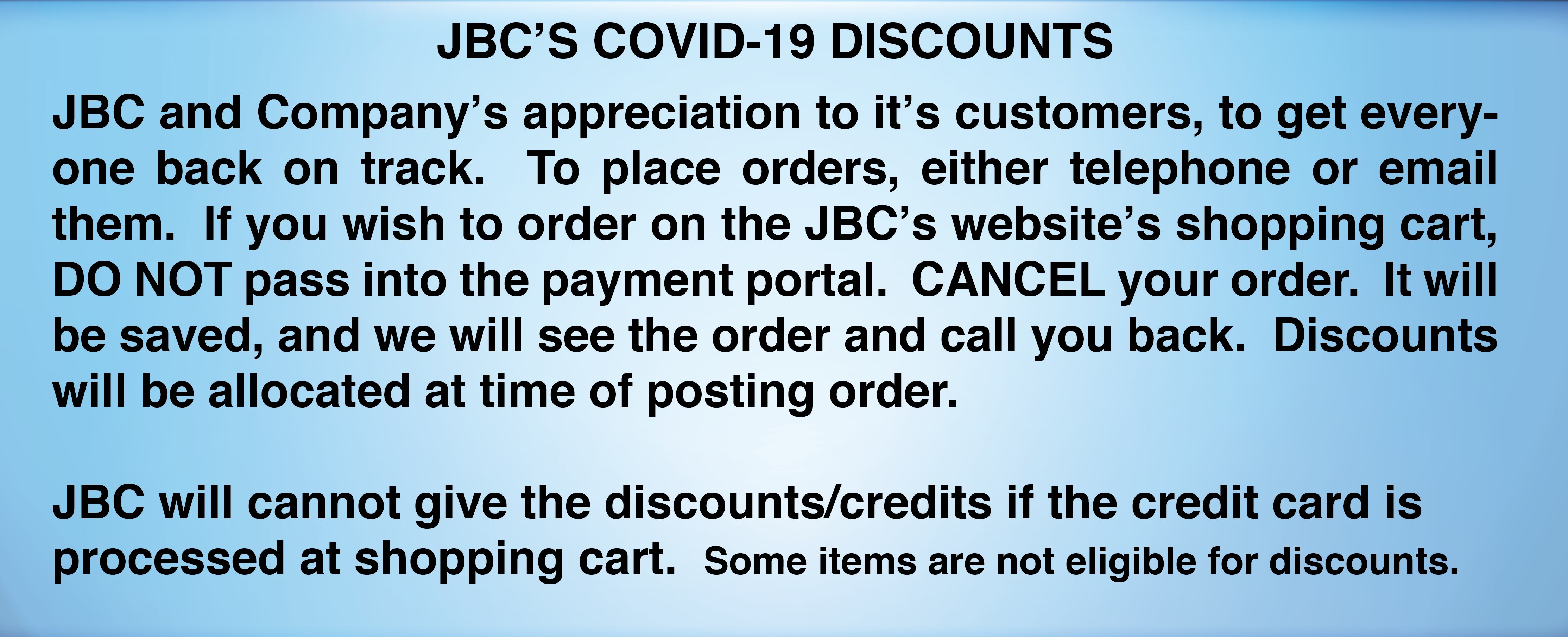 JBC and Company to my Online Store